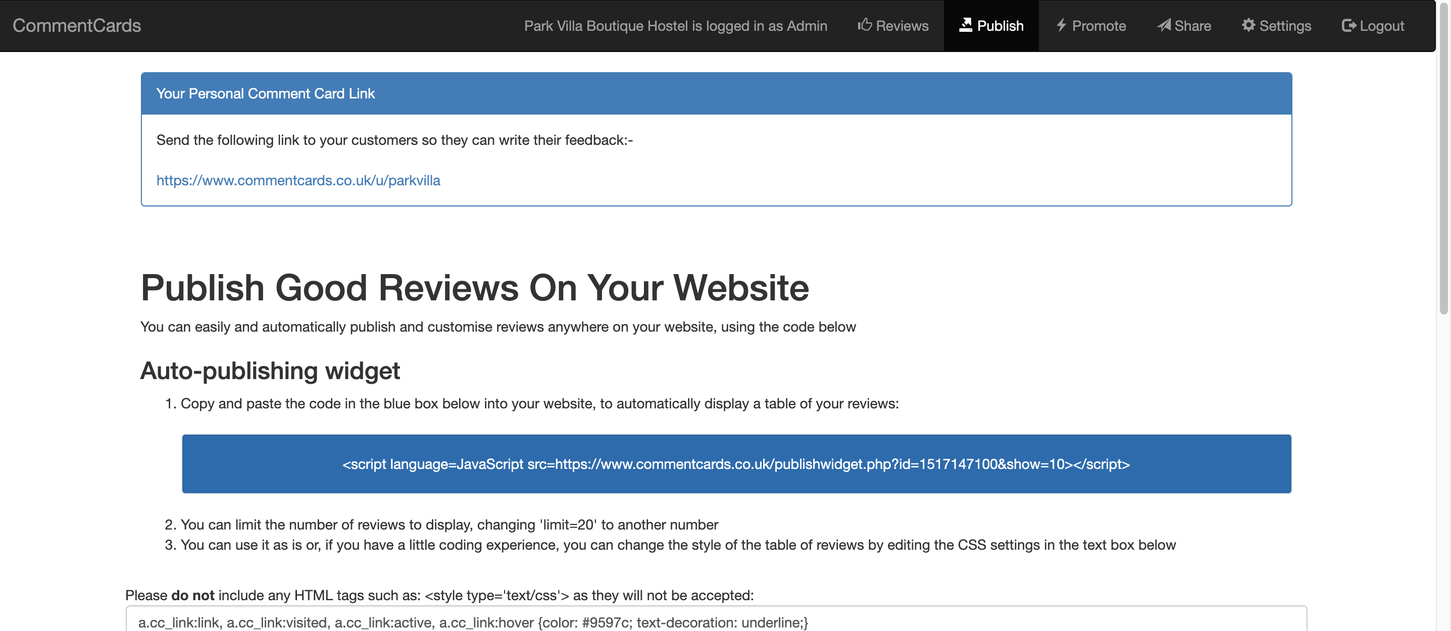 2/9 Customise the look and feel of your auto-publishing widget